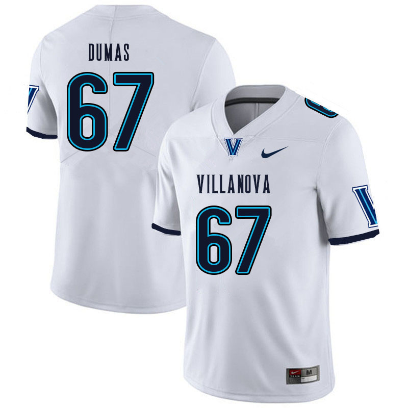 Men #67 MJ Dumas Villanova Wildcats College Football Jerseys Sale-White